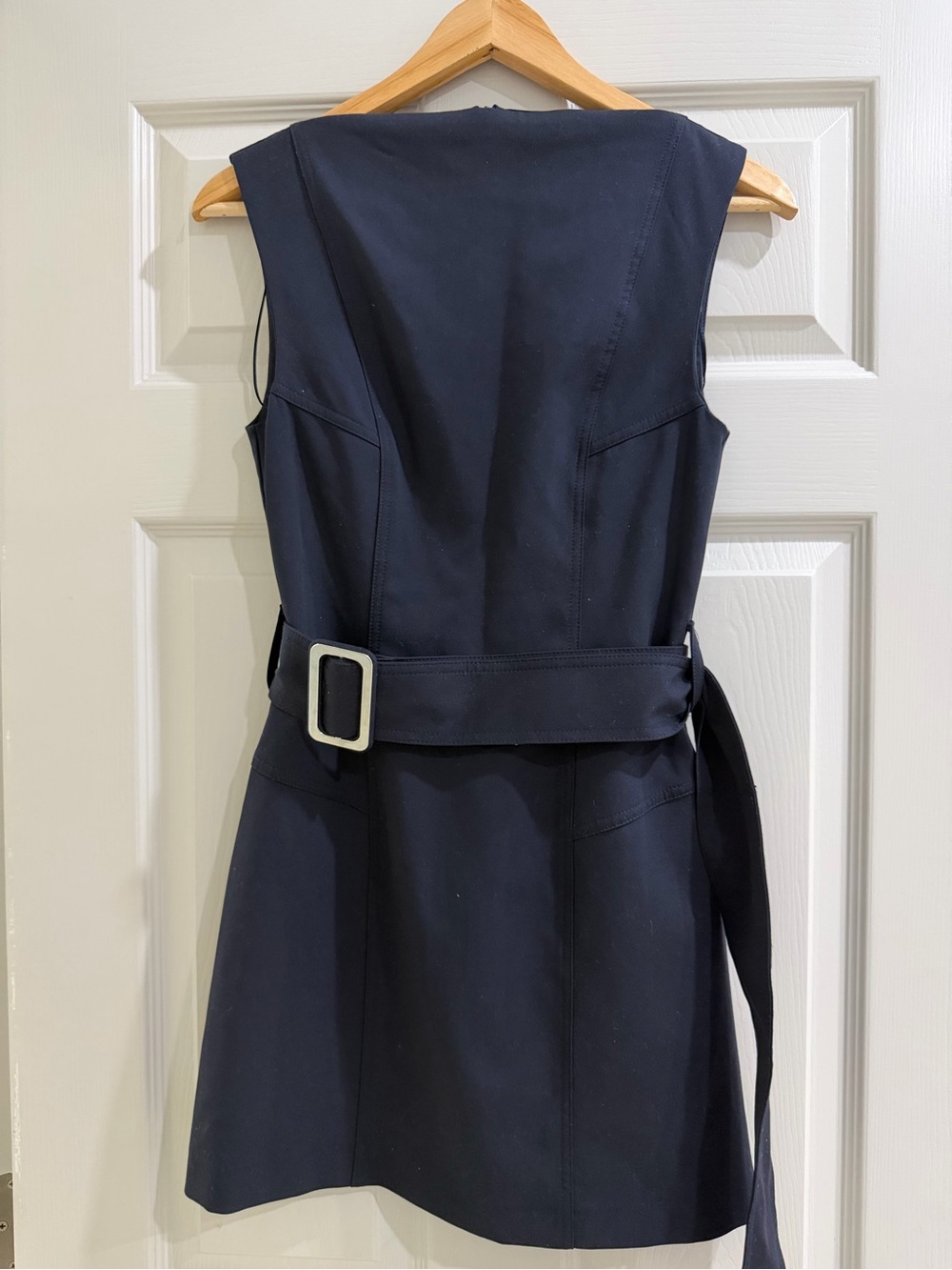 Zara Navy Sleeveless Belted Mini Dress